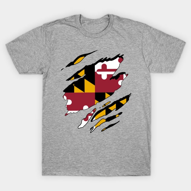 Maryland Flag Rip Away T-Shirt by rk33l4n